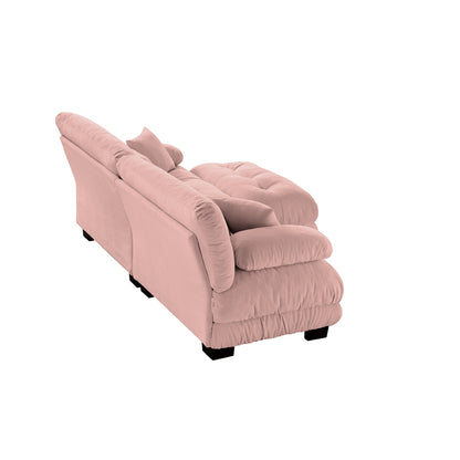 Cloud Couch Sectional Sofa for Living Room, Chenille 2 Seater Sofa with 2 Lumbar pillows and 2 throw pillows , Upholstered Wide Arm Sofa with Convertible Ottoman,Chenille Pink - 1st Choice Furniture Direct