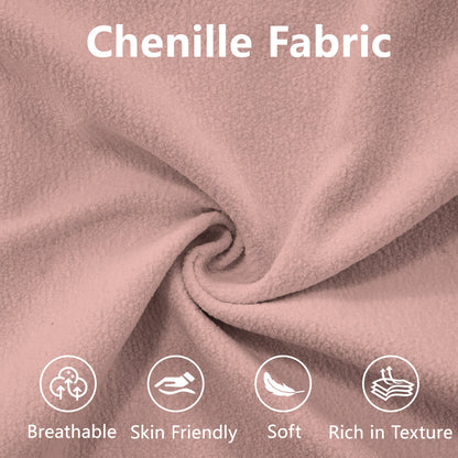 Cloud Couch Sectional Sofa for Living Room, Chenille 2 Seater Sofa with 2 Lumbar pillows and 2 throw pillows , Upholstered Wide Arm Sofa with Convertible Ottoman,Chenille Pink - 1st Choice Furniture Direct