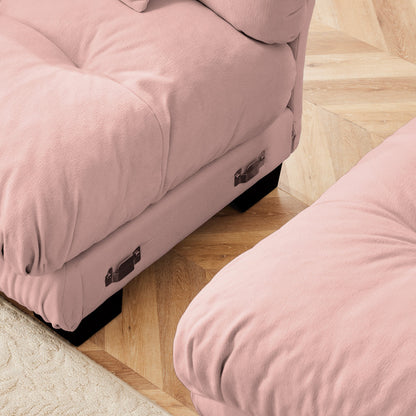 Cloud Couch Sectional Sofa for Living Room, Chenille 2 Seater Sofa with 2 Lumbar pillows and 2 throw pillows , Upholstered Wide Arm Sofa with Convertible Ottoman,Chenille Pink - 1st Choice Furniture Direct