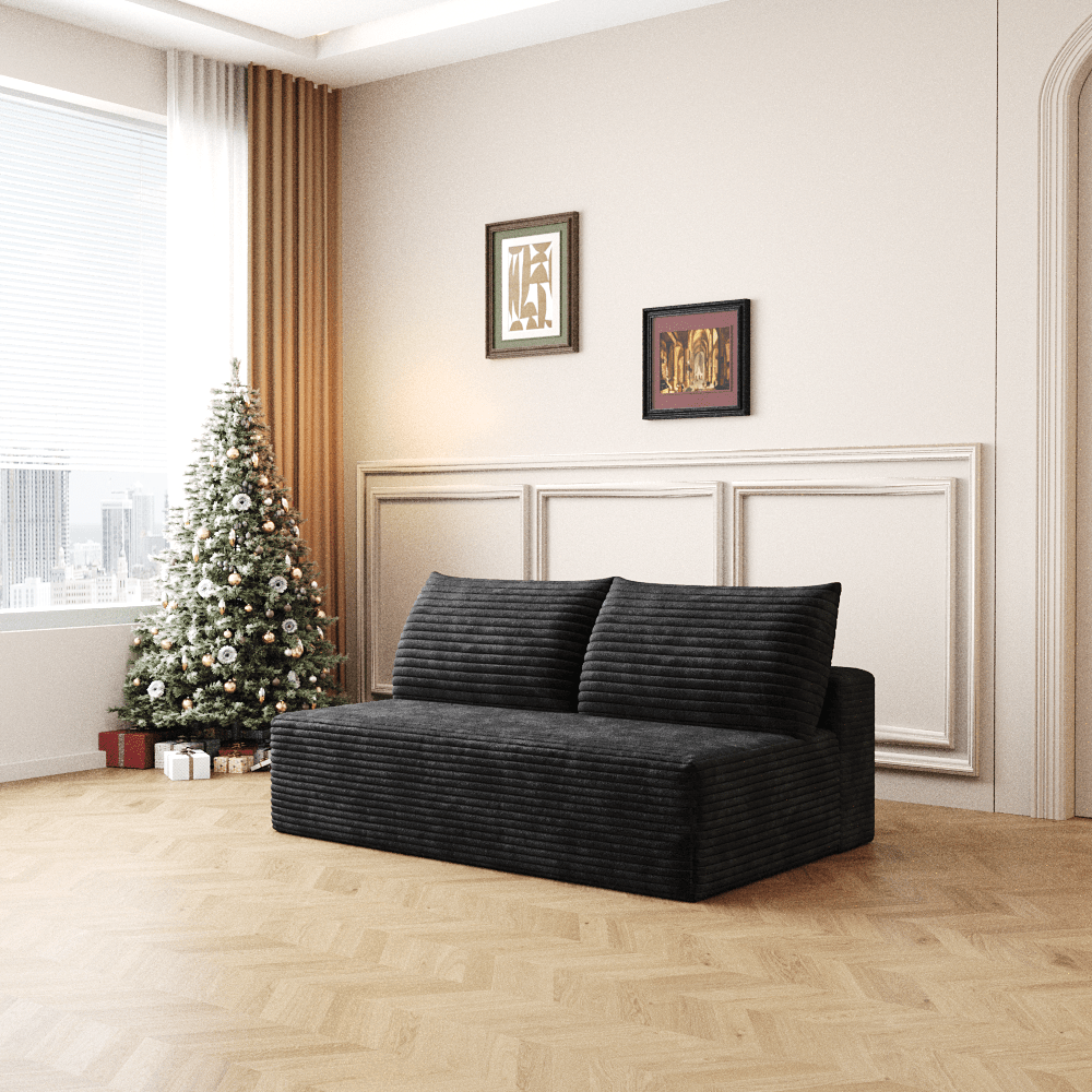 Cloud Sectional Couch,Modern Modular Sofa with Deep Seat, Upholstered Couches for Living Room Bedroom,No Assembly Required,Black(Plush Corduroy Fabric) - 1st Choice Furniture Direct