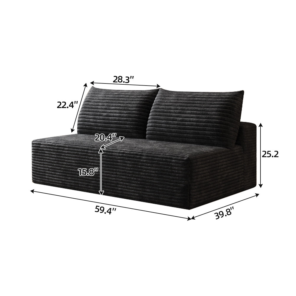 Cloud Sectional Couch,Modern Modular Sofa with Deep Seat, Upholstered Couches for Living Room Bedroom,No Assembly Required,Black(Plush Corduroy Fabric) - 1st Choice Furniture Direct