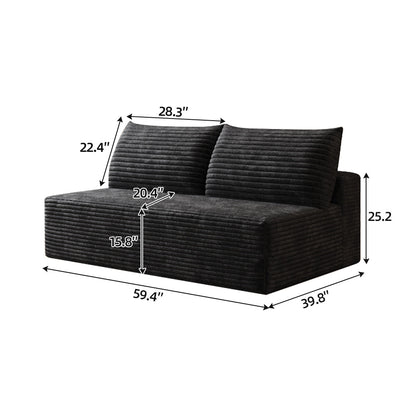 Cloud Sectional Couch,Modern Modular Sofa with Deep Seat, Upholstered Couches for Living Room Bedroom,No Assembly Required,Black(Plush Corduroy Fabric) - 1st Choice Furniture Direct
