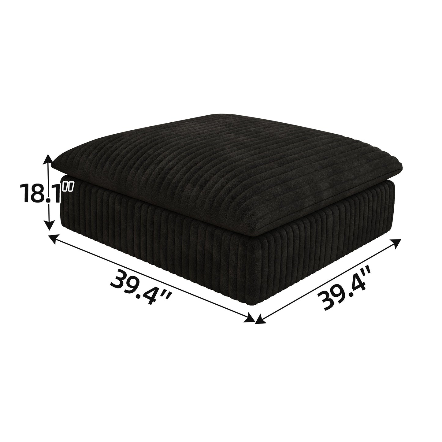 Cloud Sofa,Corduroy Fabric,Deep Seat Couches,Double - layer design,Removable Cushion,No Assembly, DIY Combination for Living room, Bedroom,Conference room ,Apartment,Black - 1st Choice Furniture Direct