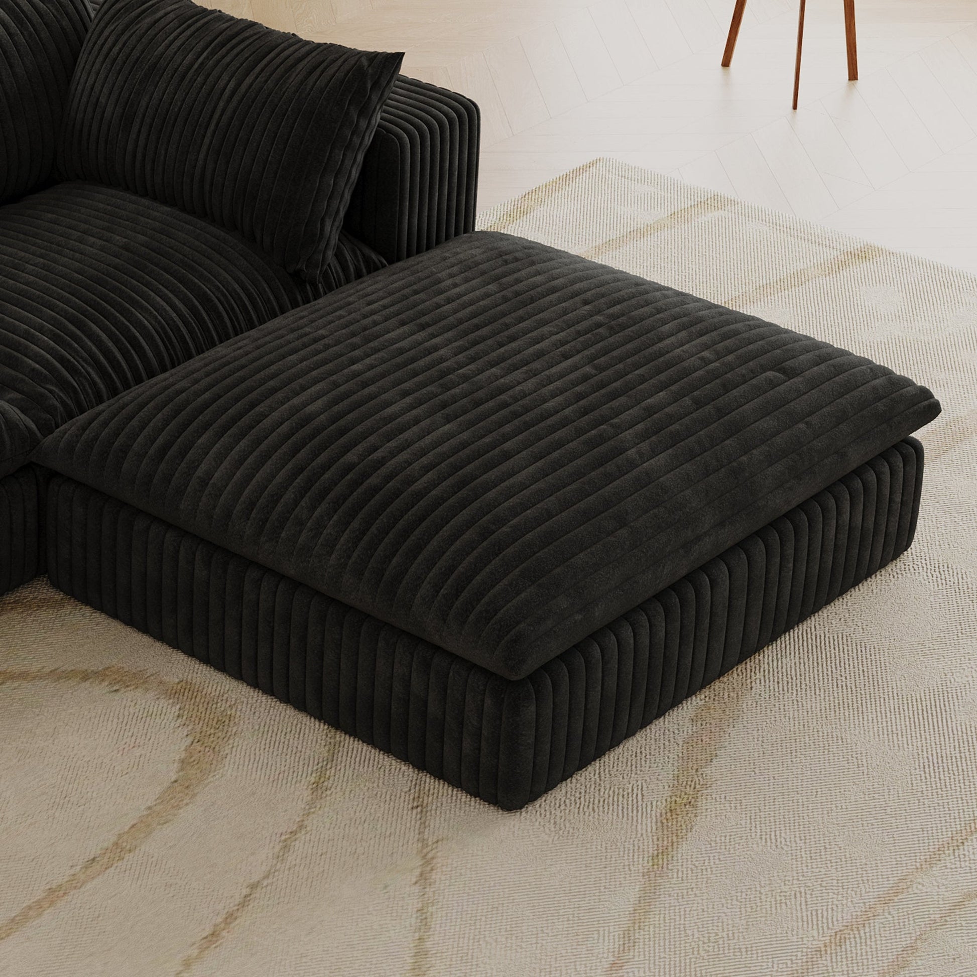 Cloud Sofa,Corduroy Fabric,Deep Seat Couches,Double - layer design,Removable Cushion,No Assembly, DIY Combination for Living room, Bedroom,Conference room ,Apartment,Black - 1st Choice Furniture Direct