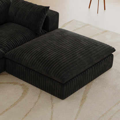 Cloud Sofa,Corduroy Fabric,Deep Seat Couches,Double - layer design,Removable Cushion,No Assembly, DIY Combination for Living room, Bedroom,Conference room ,Apartment,Black - 1st Choice Furniture Direct