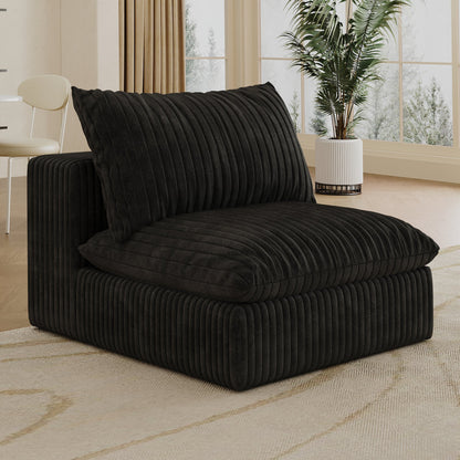 Cloud Sofa,Corduroy Fabric,Deep Seat Couches,Double - layer design,Removable Cushion,No Assembly, DIY Combination for Living room, Bedroom,Conference room ,Apartment,Black - 1st Choice Furniture Direct