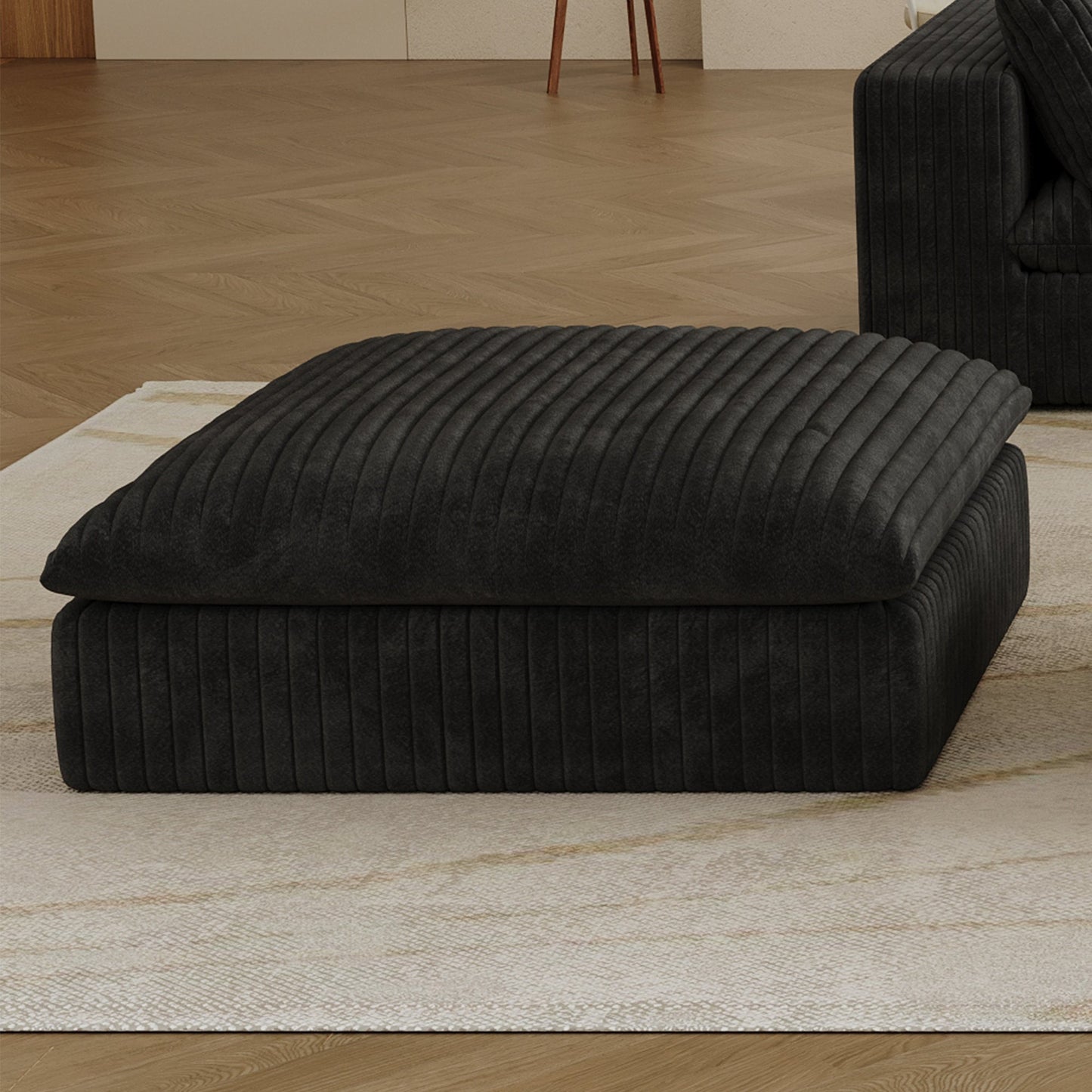 Cloud Sofa,Corduroy Fabric,Deep Seat Couches,Double - layer design,Removable Cushion,No Assembly, DIY Combination for Living room, Bedroom,Conference room ,Apartment,Black - 1st Choice Furniture Direct
