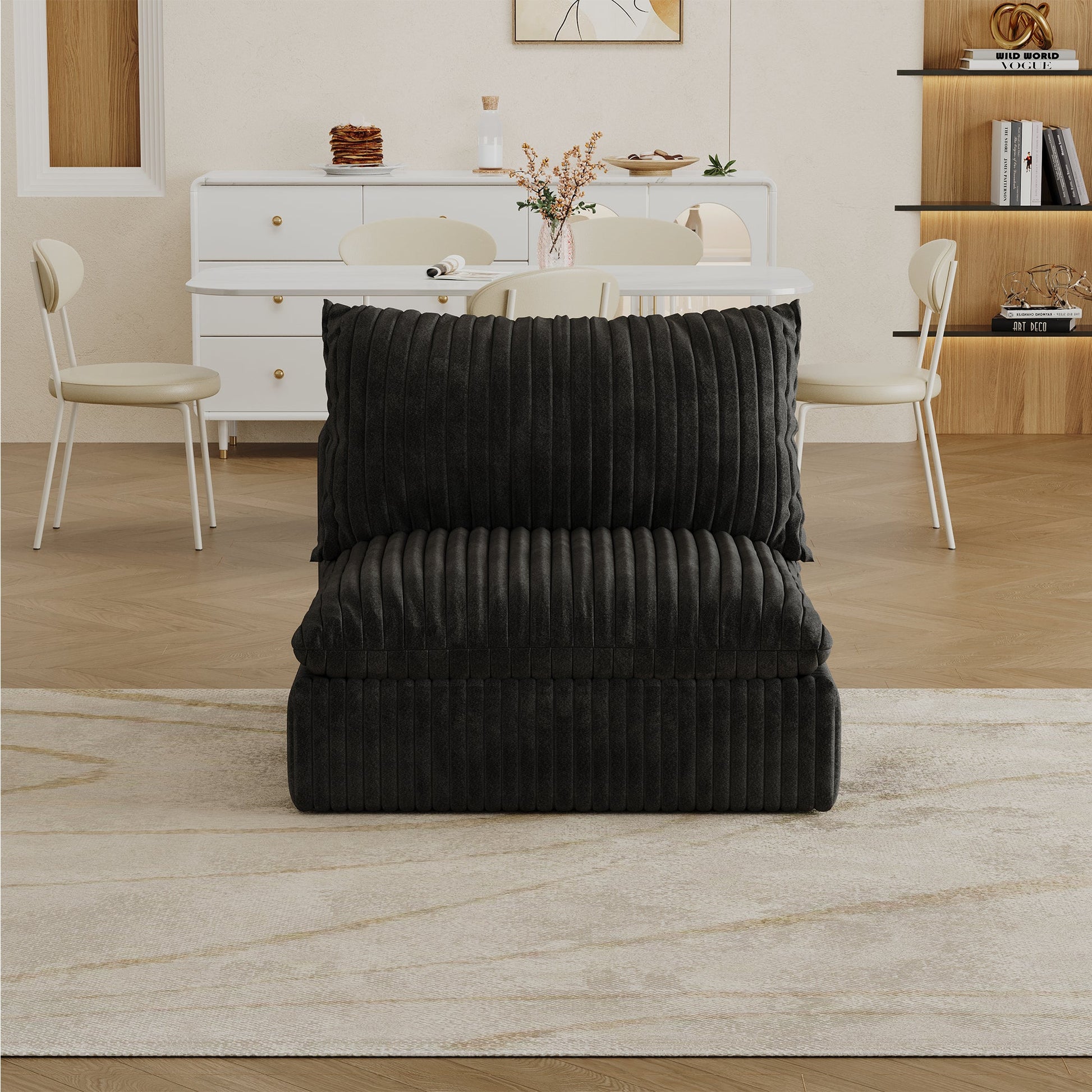 Cloud Sofa,Corduroy Fabric,Deep Seat Couches,Double - layer design,Removable Cushion,No Assembly, DIY Combination for Living room, Bedroom,Conference room ,Apartment,Black - 1st Choice Furniture Direct