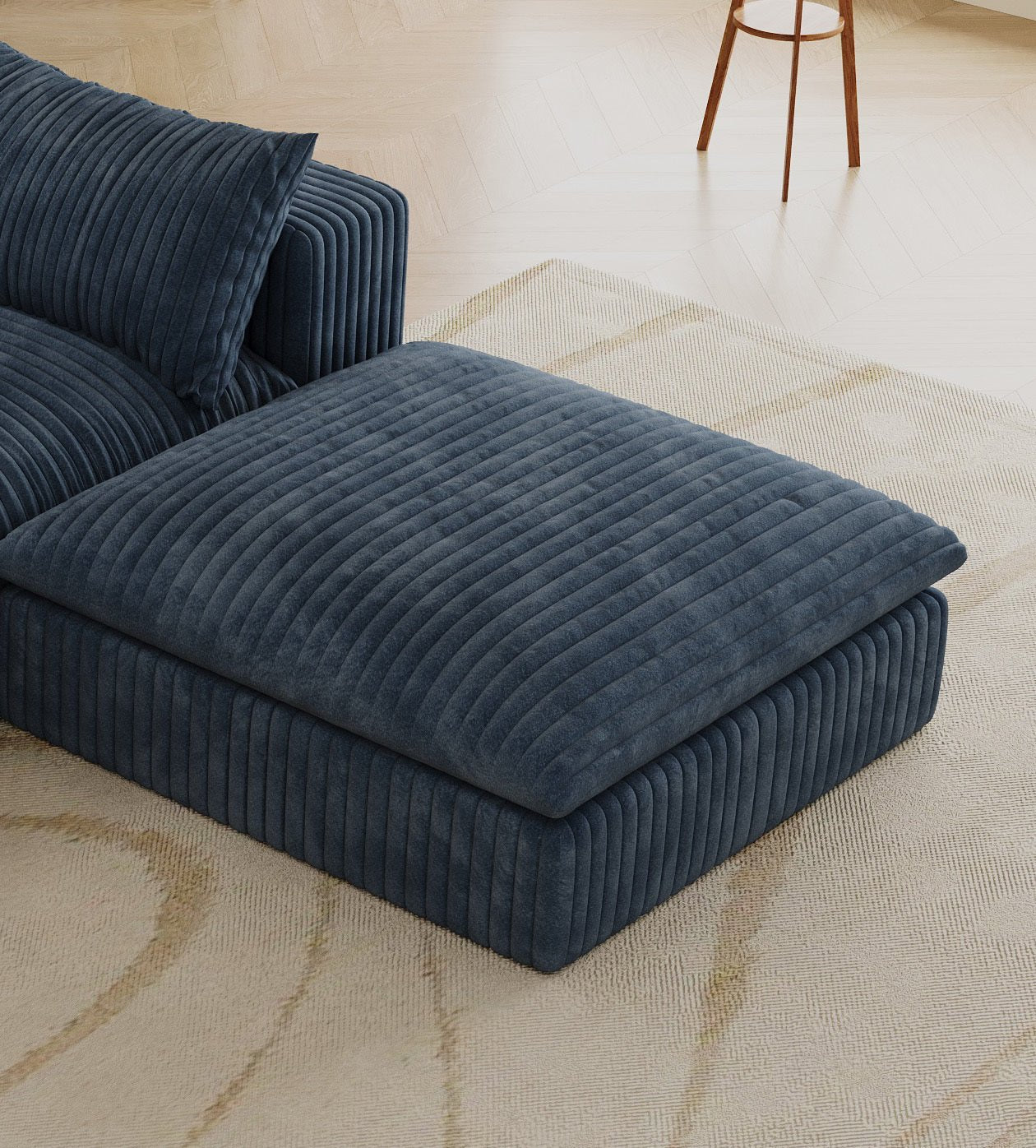 Cloud Sofa,Corduroy Fabric,Deep Seat Couches,Double - layer design,Removable Cushion,No Assembly, DIY Combination for Living room, Bedroom,Conference room ,Apartment,Blue - 1st Choice Furniture Direct