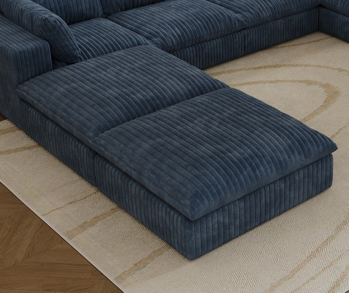 Cloud Sofa,Corduroy Fabric,Deep Seat Couches,Double - layer design,Removable Cushion,No Assembly, DIY Combination for Living room, Bedroom,Conference room ,Apartment,Blue - 1st Choice Furniture Direct