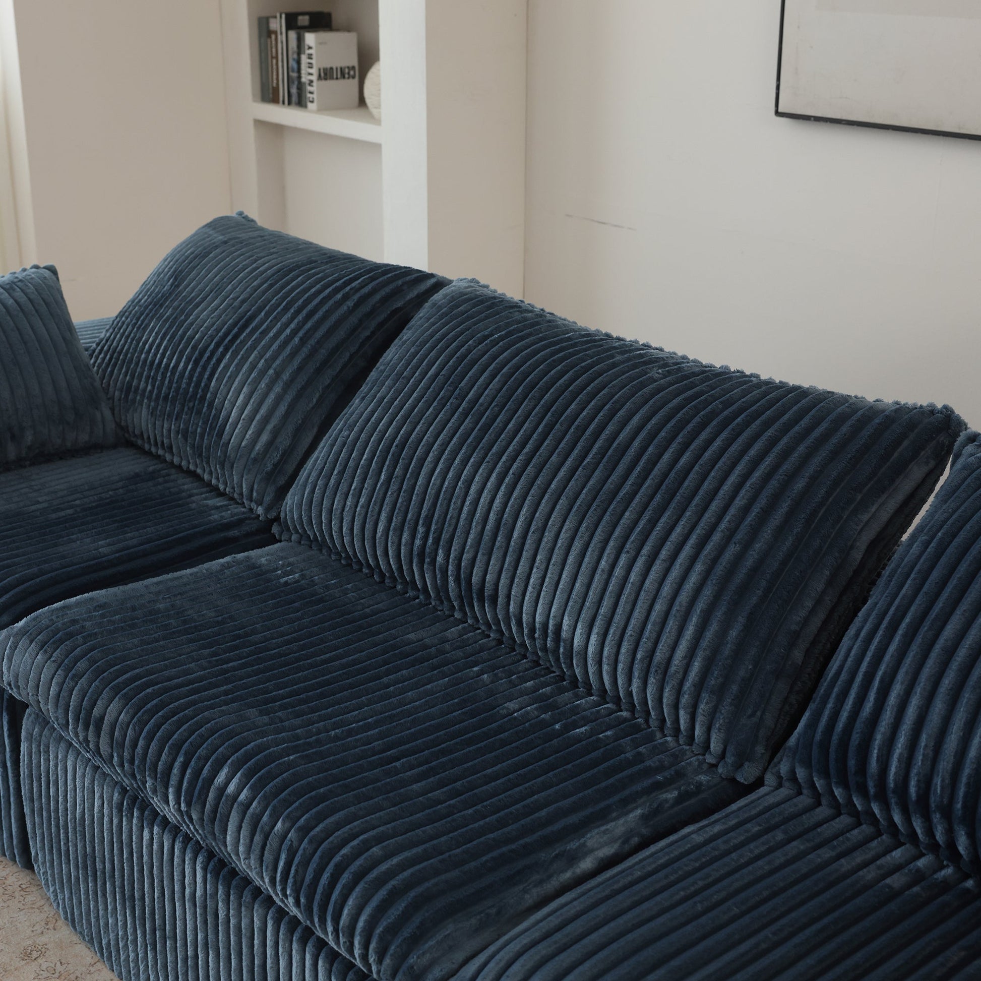 Cloud Sofa,Corduroy Fabric,Deep Seat Couches,Double - layer design,Removable Cushion,No Assembly, DIY Combination for Living room, Bedroom,Conference room ,Apartment,Blue - 1st Choice Furniture Direct