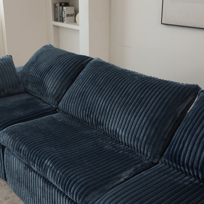 Cloud Sofa,Corduroy Fabric,Deep Seat Couches,Double - layer design,Removable Cushion,No Assembly, DIY Combination for Living room, Bedroom,Conference room ,Apartment,Blue - 1st Choice Furniture Direct