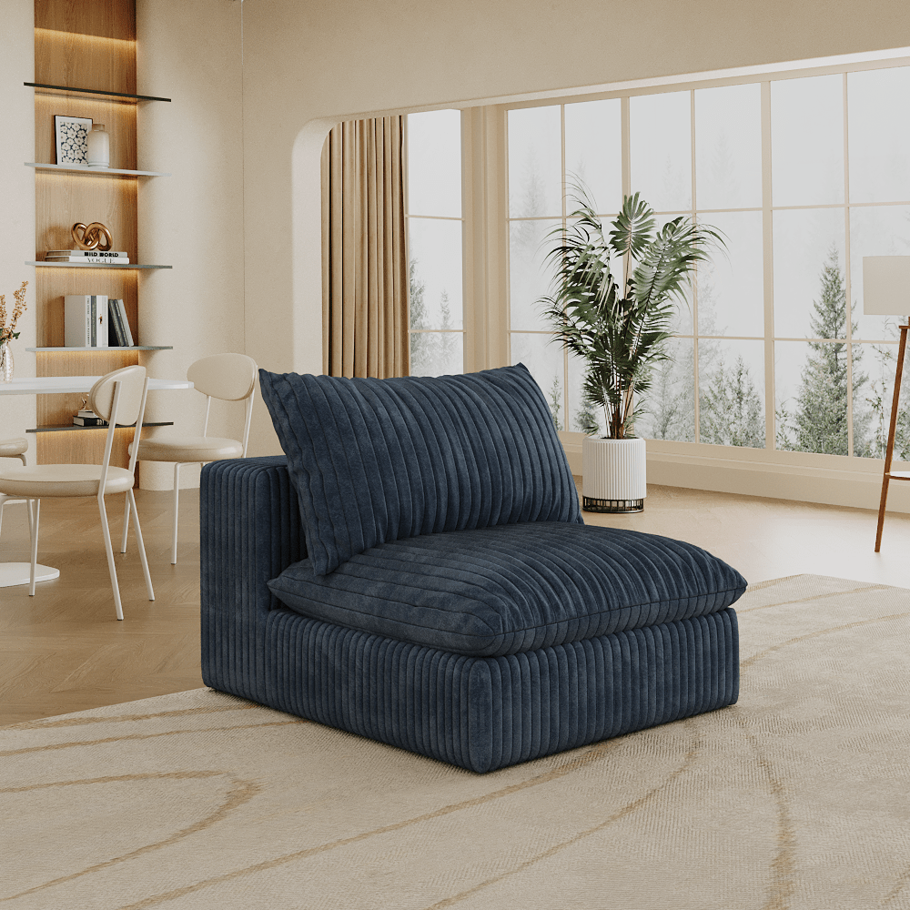 Cloud Sofa,Corduroy Fabric,Deep Seat Couches,Double - layer design,Removable Cushion,No Assembly, DIY Combination for Living room, Bedroom,Conference room ,Apartment,Blue - 1st Choice Furniture Direct