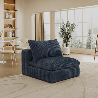 Cloud Sofa,Corduroy Fabric,Deep Seat Couches,Double - layer design,Removable Cushion,No Assembly, DIY Combination for Living room, Bedroom,Conference room ,Apartment,Blue - 1st Choice Furniture Direct