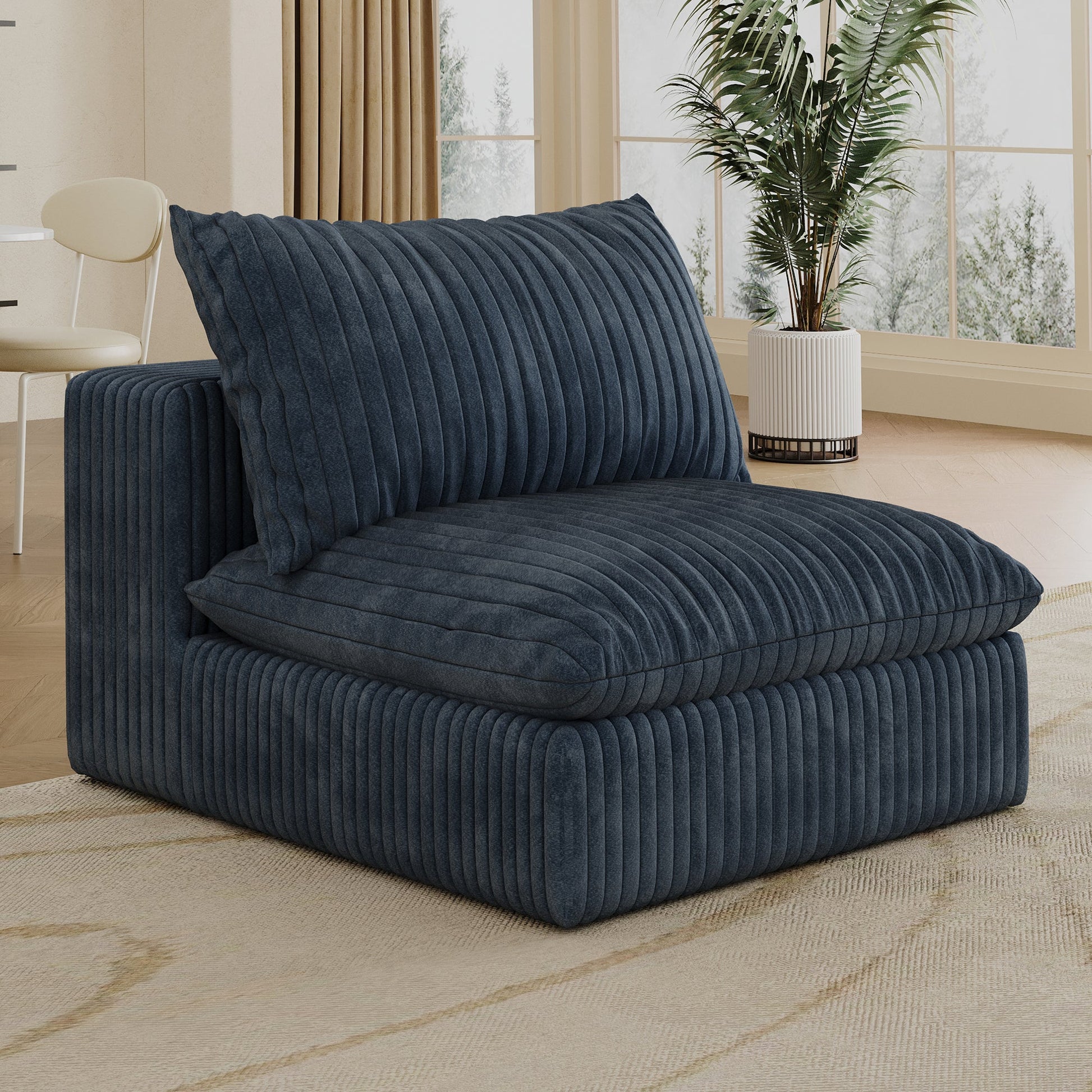 Cloud Sofa,Corduroy Fabric,Deep Seat Couches,Double - layer design,Removable Cushion,No Assembly, DIY Combination for Living room, Bedroom,Conference room ,Apartment,Blue - 1st Choice Furniture Direct