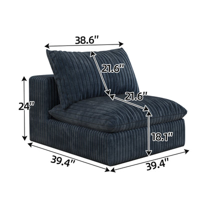 Cloud Sofa,Corduroy Fabric,Deep Seat Couches,Double - layer design,Removable Cushion,No Assembly, DIY Combination for Living room, Bedroom,Conference room ,Apartment,Blue - 1st Choice Furniture Direct