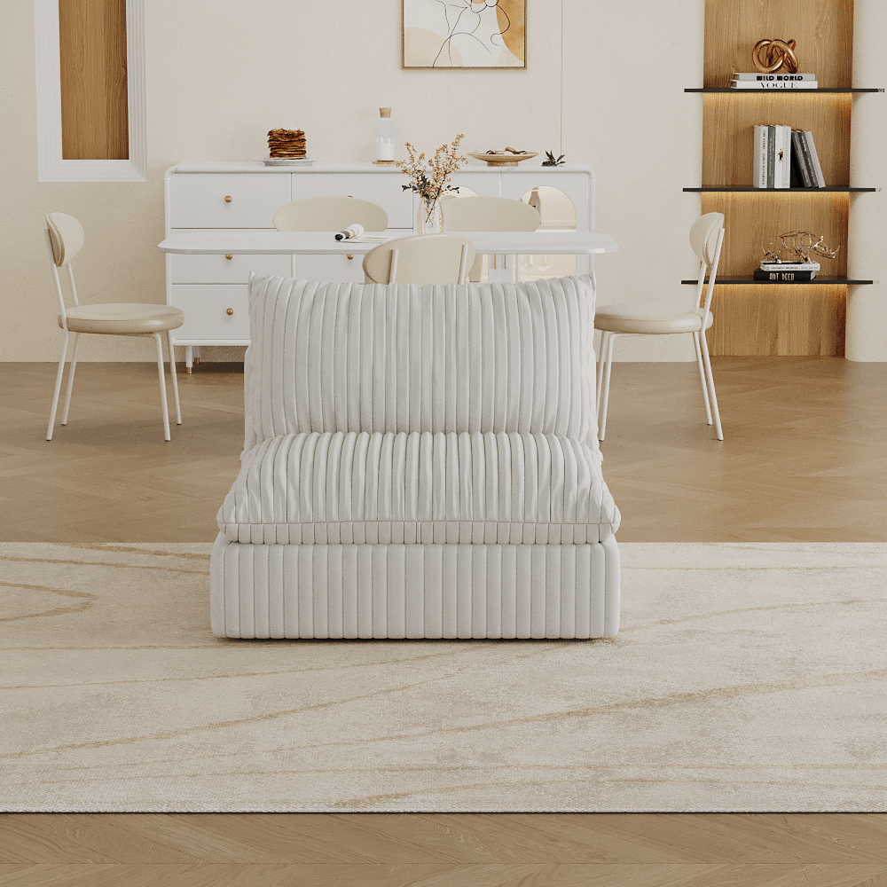 Cloud Sofa,Corduroy Fabric,Deep Seat Couches,Double - layer design,Removable Cushion,No Assembly, DIY Combination for Living room, Bedroom,Conference room ,Apartment,White - 1st Choice Furniture Direct