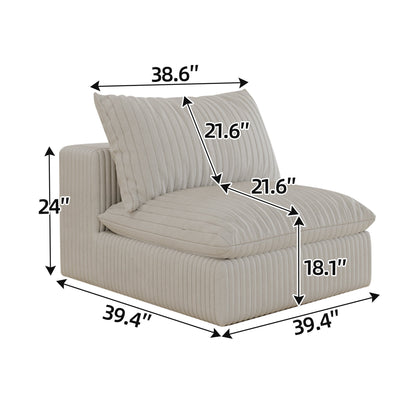 Cloud Sofa,Corduroy Fabric,Deep Seat Couches,Double - layer design,Removable Cushion,No Assembly, DIY Combination for Living room, Bedroom,Conference room ,Apartment,White - 1st Choice Furniture Direct