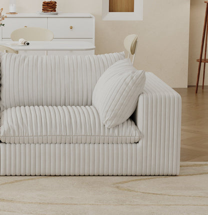 Cloud Sofa,Corduroy Fabric,Deep Seat Couches,Double - layer design,Removable Cushion,No Assembly, DIY Combination for Living room, Bedroom,Conference room ,Apartment,White - 1st Choice Furniture Direct