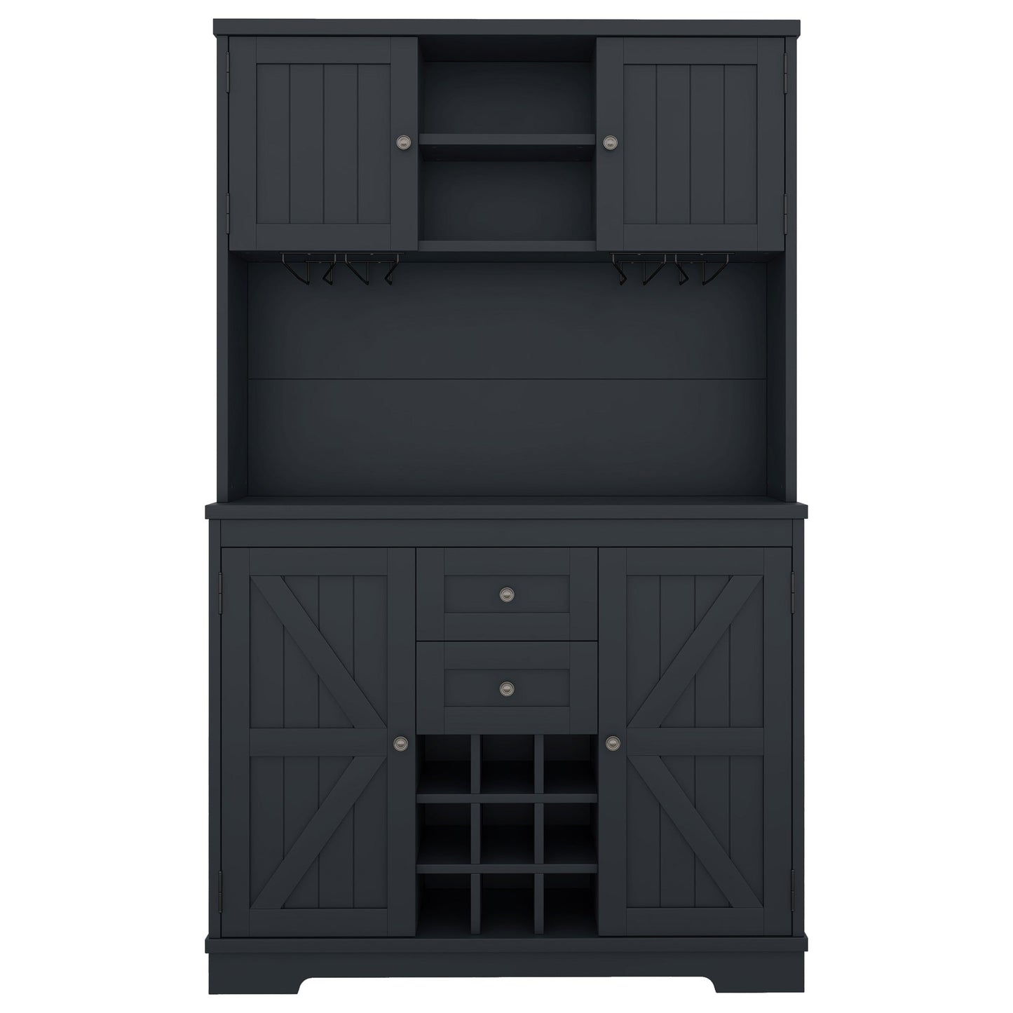 Coffee Bar Cabinet Kitchen Cabinet with Storage, Farmhouse Wine Cabinet with Drawers shelves and cabinets, Buffet Cabinet Wine & Glass Racks for Dining Room, Kitchen, Dark Blue - 1st Choice Furniture Direct
