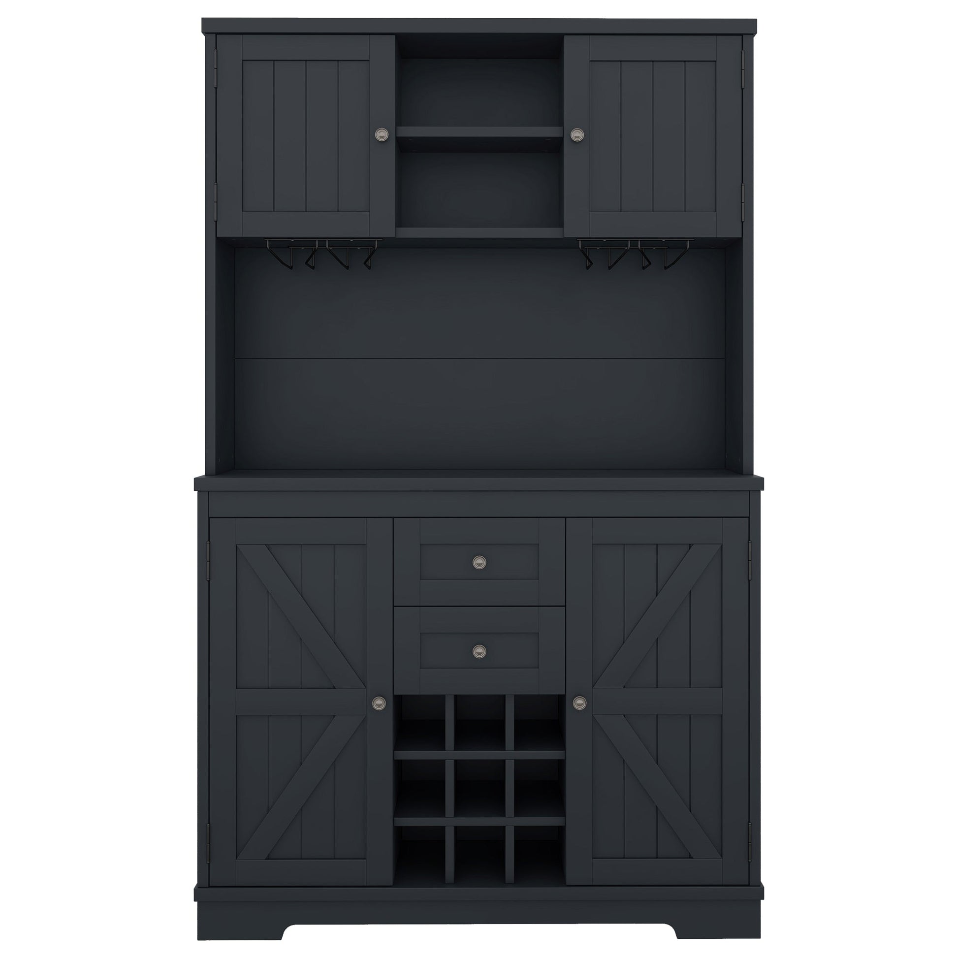 Coffee Bar Cabinet Kitchen Cabinet with Storage, Farmhouse Wine Cabinet with Drawers shelves and cabinets, Buffet Cabinet Wine & Glass Racks for Dining Room, Kitchen, Dark Blue - 1st Choice Furniture Direct