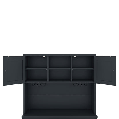 Coffee Bar Cabinet Kitchen Cabinet with Storage, Farmhouse Wine Cabinet with Drawers shelves and cabinets, Buffet Cabinet Wine & Glass Racks for Dining Room, Kitchen, Dark Blue - 1st Choice Furniture Direct