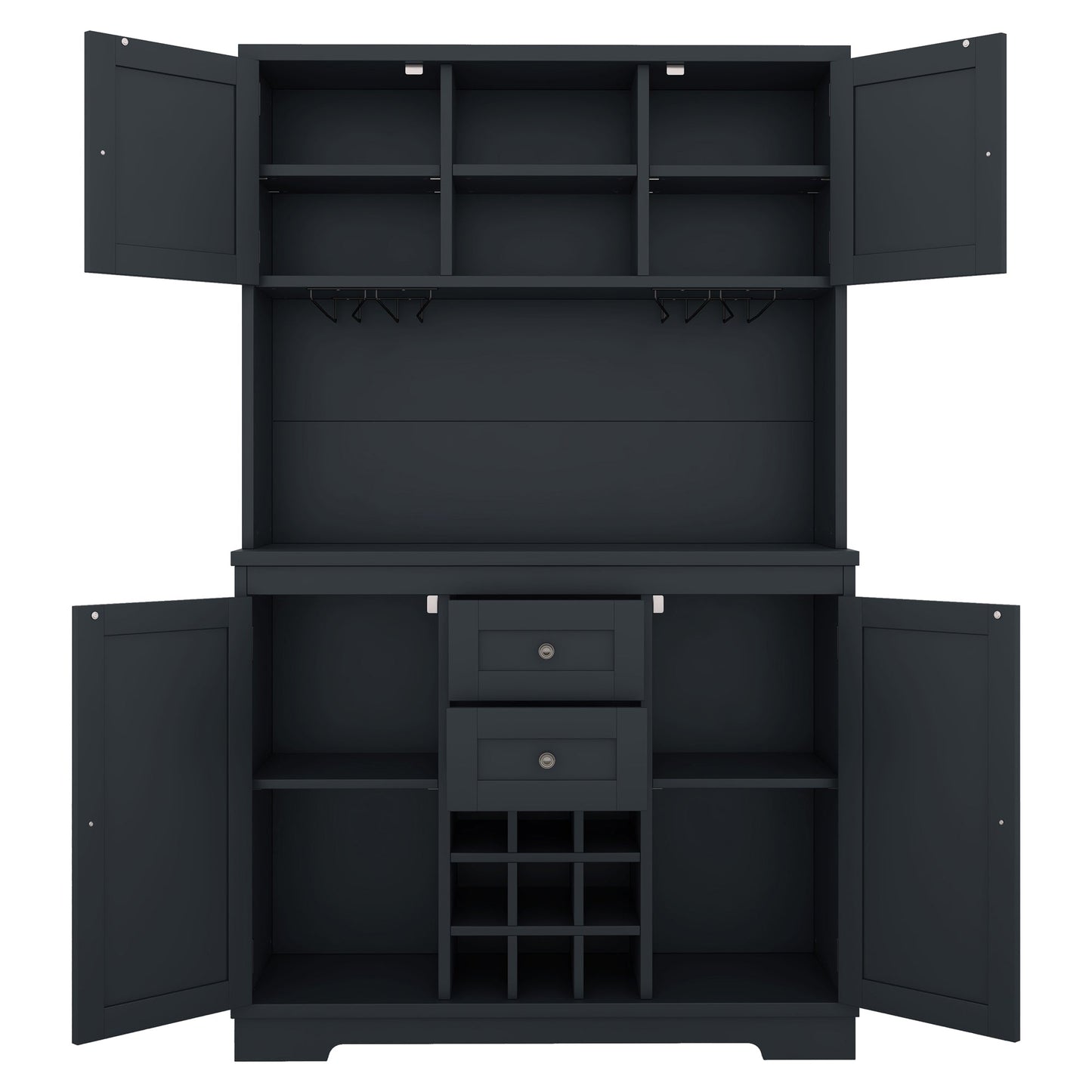 Coffee Bar Cabinet Kitchen Cabinet with Storage, Farmhouse Wine Cabinet with Drawers shelves and cabinets, Buffet Cabinet Wine & Glass Racks for Dining Room, Kitchen, Dark Blue - 1st Choice Furniture Direct