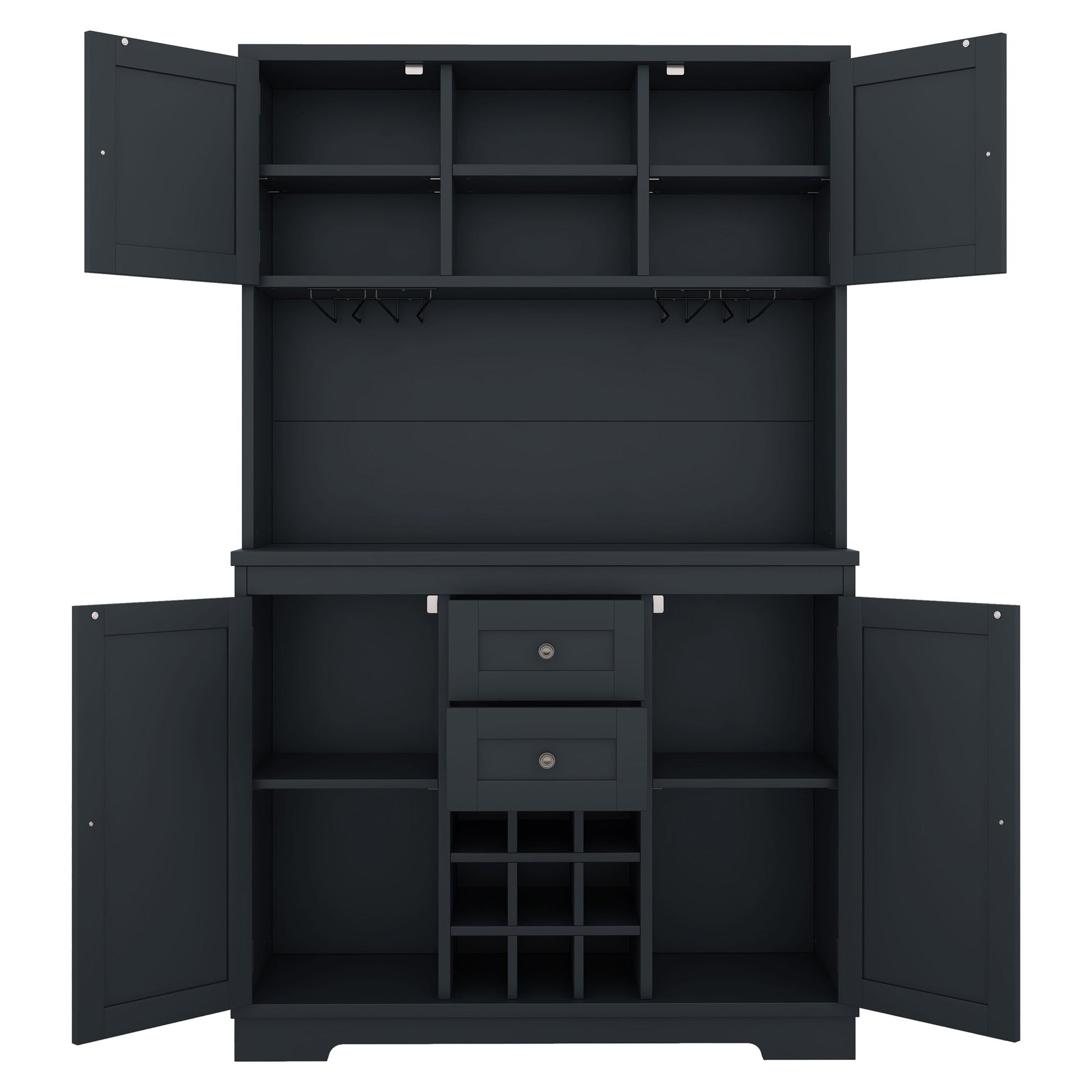 Coffee Bar Cabinet Kitchen Cabinet with Storage, Farmhouse Wine Cabinet with Drawers shelves and cabinets, Buffet Cabinet Wine & Glass Racks for Dining Room, Kitchen, Dark Blue - 1st Choice Furniture Direct