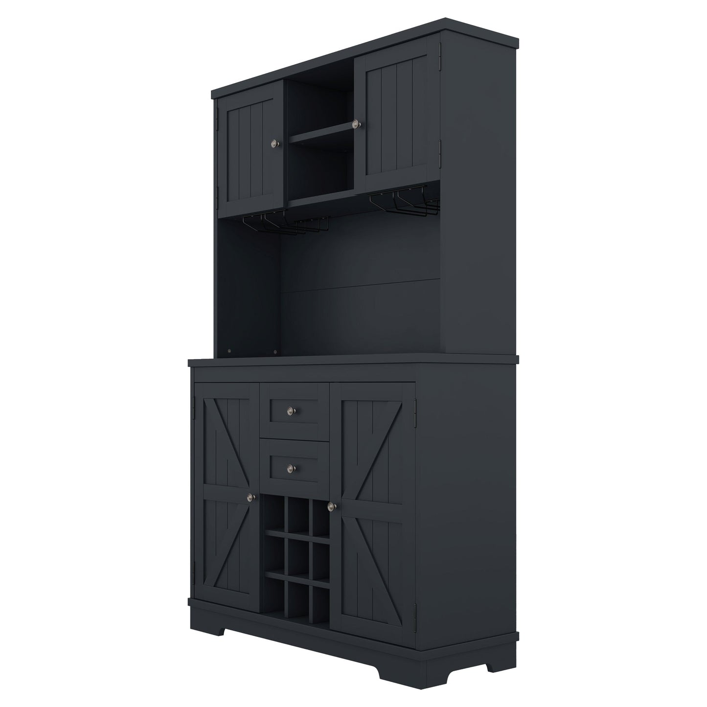 Coffee Bar Cabinet Kitchen Cabinet with Storage, Farmhouse Wine Cabinet with Drawers shelves and cabinets, Buffet Cabinet Wine & Glass Racks for Dining Room, Kitchen, Dark Blue - 1st Choice Furniture Direct