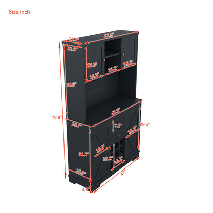 Coffee Bar Cabinet Kitchen Cabinet with Storage, Farmhouse Wine Cabinet with Drawers shelves and cabinets, Buffet Cabinet Wine & Glass Racks for Dining Room, Kitchen, Dark Blue - 1st Choice Furniture Direct