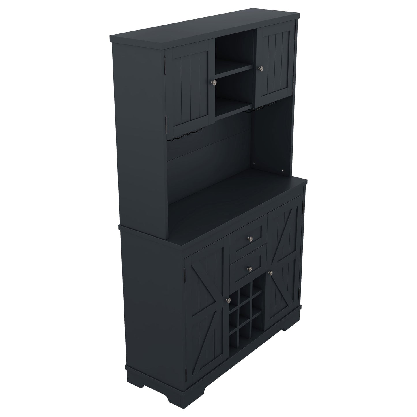 Coffee Bar Cabinet Kitchen Cabinet with Storage, Farmhouse Wine Cabinet with Drawers shelves and cabinets, Buffet Cabinet Wine & Glass Racks for Dining Room, Kitchen, Dark Blue - 1st Choice Furniture Direct