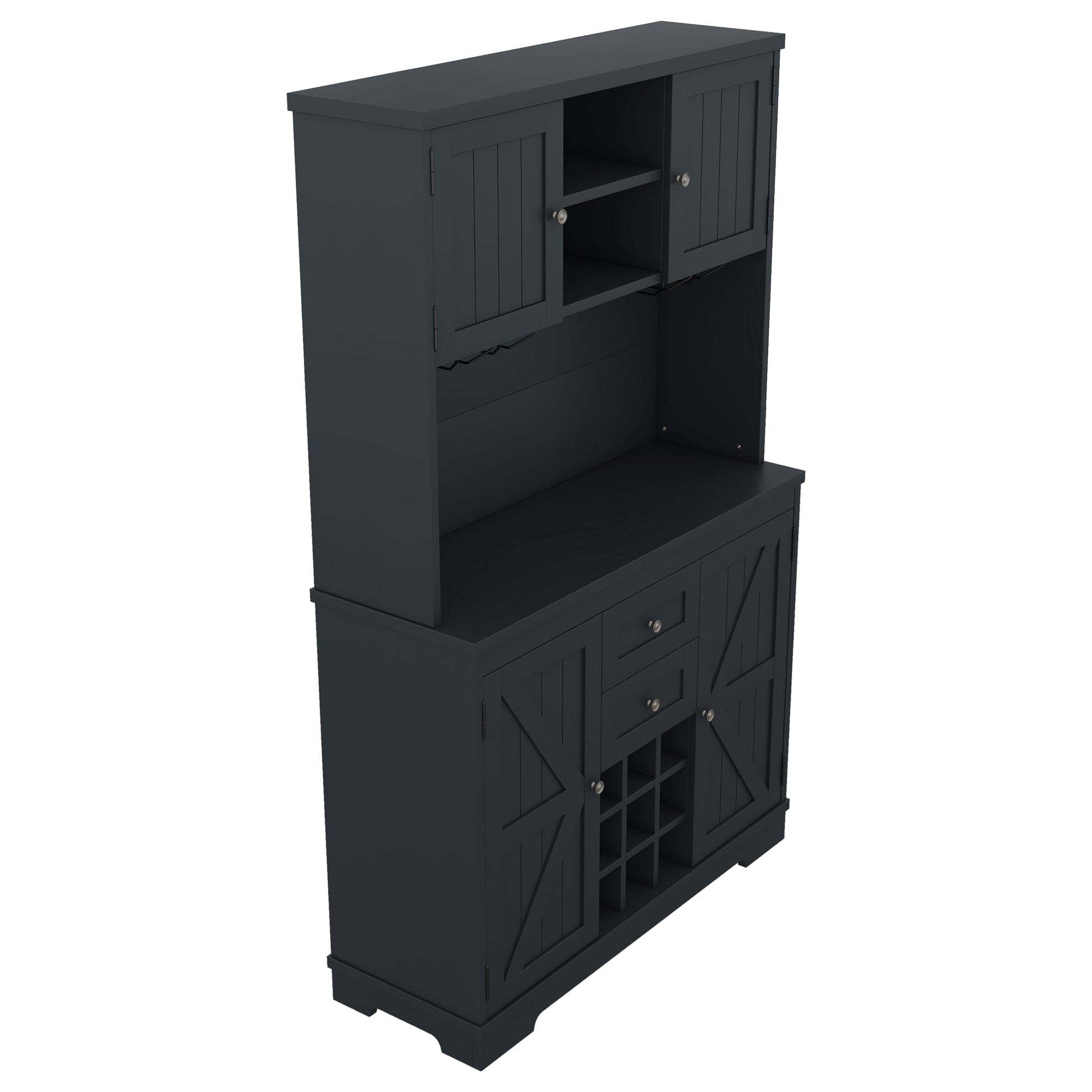 Coffee Bar Cabinet Kitchen Cabinet with Storage, Farmhouse Wine Cabinet with Drawers shelves and cabinets, Buffet Cabinet Wine & Glass Racks for Dining Room, Kitchen, Dark Blue - 1st Choice Furniture Direct