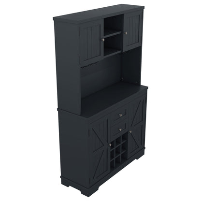 Coffee Bar Cabinet Kitchen Cabinet with Storage, Farmhouse Wine Cabinet with Drawers shelves and cabinets, Buffet Cabinet Wine & Glass Racks for Dining Room, Kitchen, Dark Blue - 1st Choice Furniture Direct