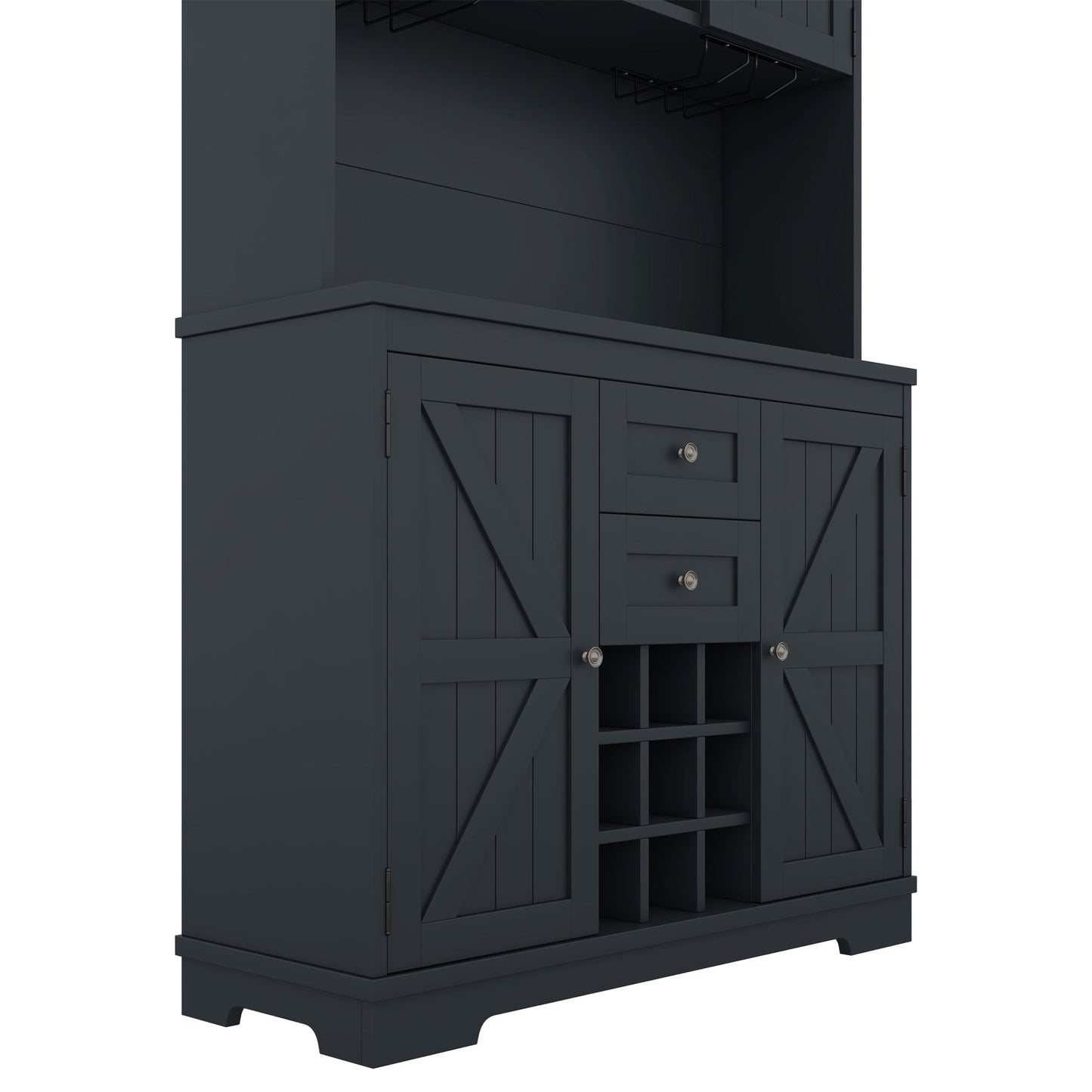 Coffee Bar Cabinet Kitchen Cabinet with Storage, Farmhouse Wine Cabinet with Drawers shelves and cabinets, Buffet Cabinet Wine & Glass Racks for Dining Room, Kitchen, Dark Blue - 1st Choice Furniture Direct