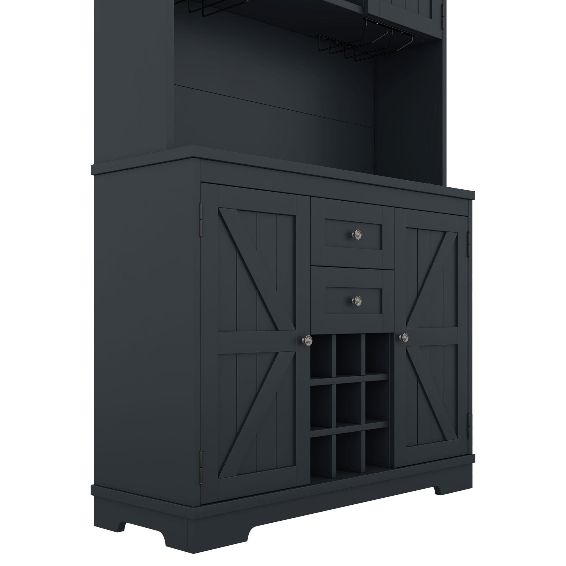 Coffee Bar Cabinet Kitchen Cabinet with Storage, Farmhouse Wine Cabinet with Drawers shelves and cabinets, Buffet Cabinet Wine & Glass Racks for Dining Room, Kitchen, Dark Blue - 1st Choice Furniture Direct
