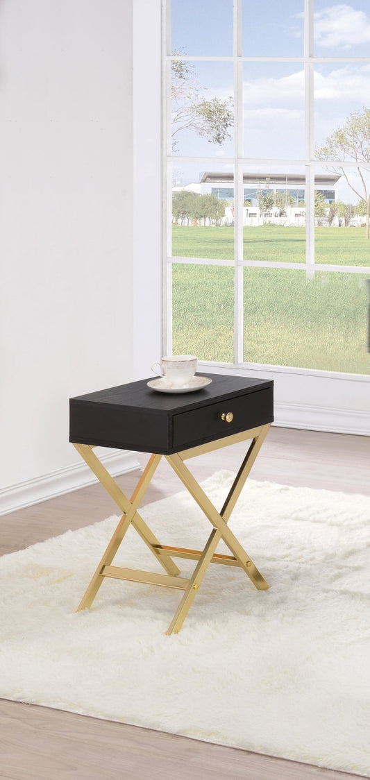 Coleen Black & Brass Finish Accent Table - 1st Choice Furniture Direct