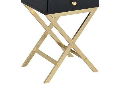 Coleen Black & Brass Finish Accent Table - 1st Choice Furniture Direct