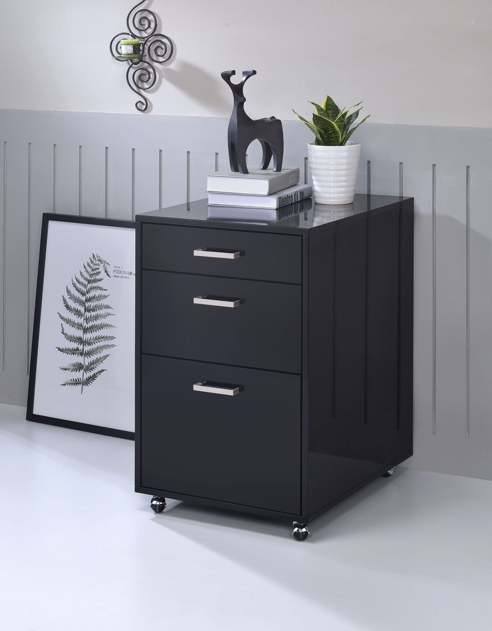 Coleen Black High Gloss & Chrome Finish Cabinet - 1st Choice Furniture Direct
