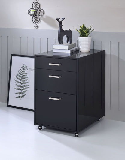 Coleen Black High Gloss & Chrome Finish Cabinet - 1st Choice Furniture Direct