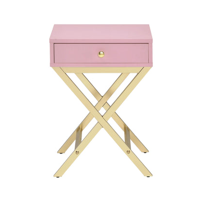 Coleen Pink & Gold Finish Accent Table - 1st Choice Furniture Direct