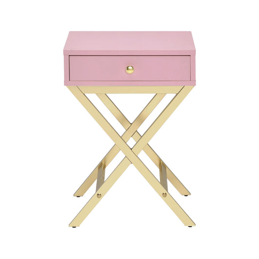 Coleen Pink & Gold Finish Accent Table - 1st Choice Furniture Direct