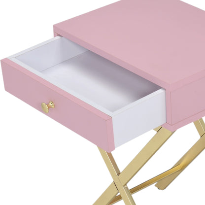 Coleen Pink & Gold Finish Accent Table - 1st Choice Furniture Direct