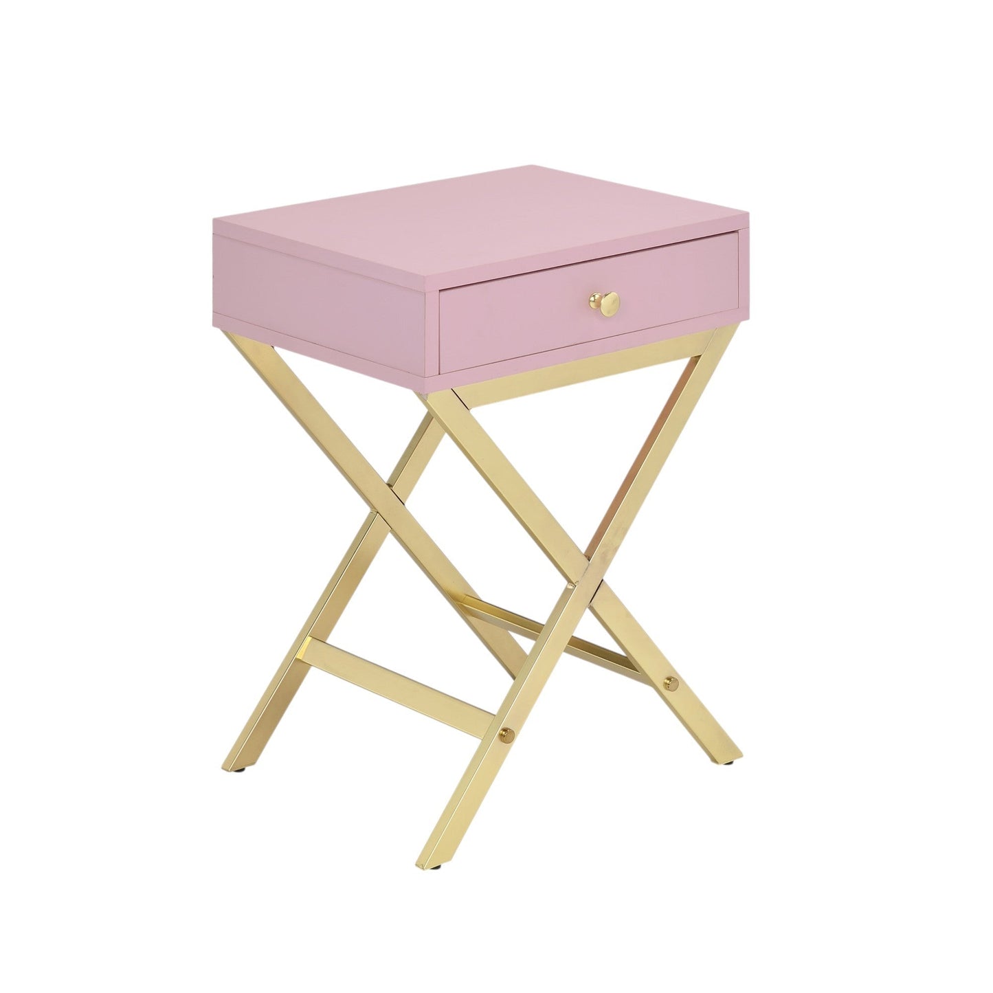 Coleen Pink & Gold Finish Accent Table - 1st Choice Furniture Direct