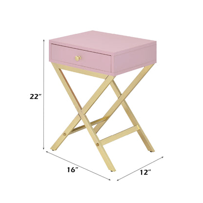 Coleen Pink & Gold Finish Accent Table - 1st Choice Furniture Direct