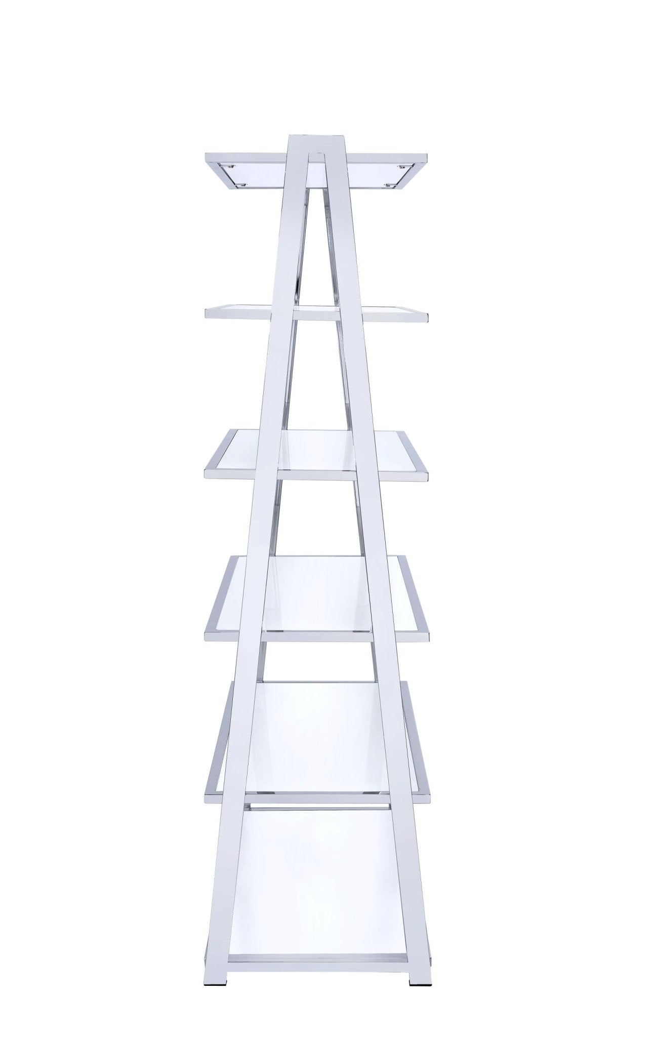 Coleen White High Gloss & Chrome Finish Bookshelf - 1st Choice Furniture Direct