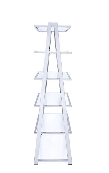 Coleen White High Gloss & Chrome Finish Bookshelf - 1st Choice Furniture Direct