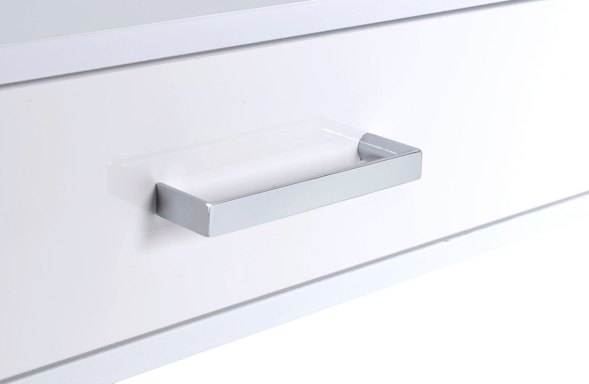 Coleen White High Gloss & Chrome Finish Writing Desk W/USB - 1st Choice Furniture Direct