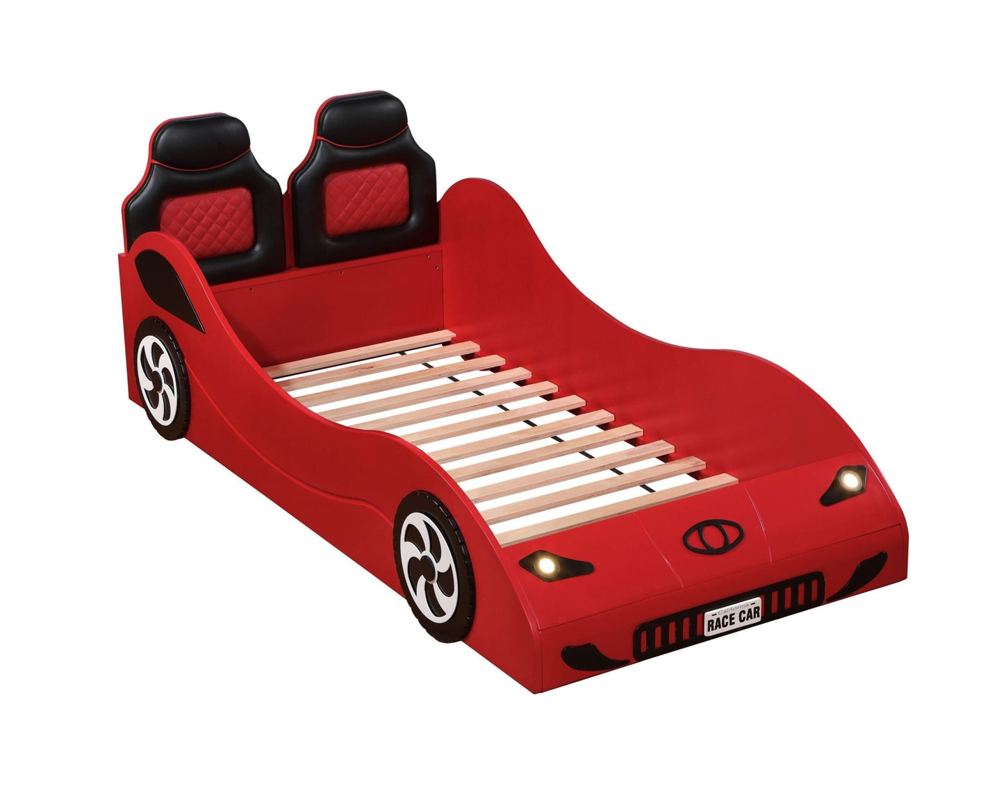 Colen Red Finish Twin Car Bed with LED - 1st Choice Furniture Direct