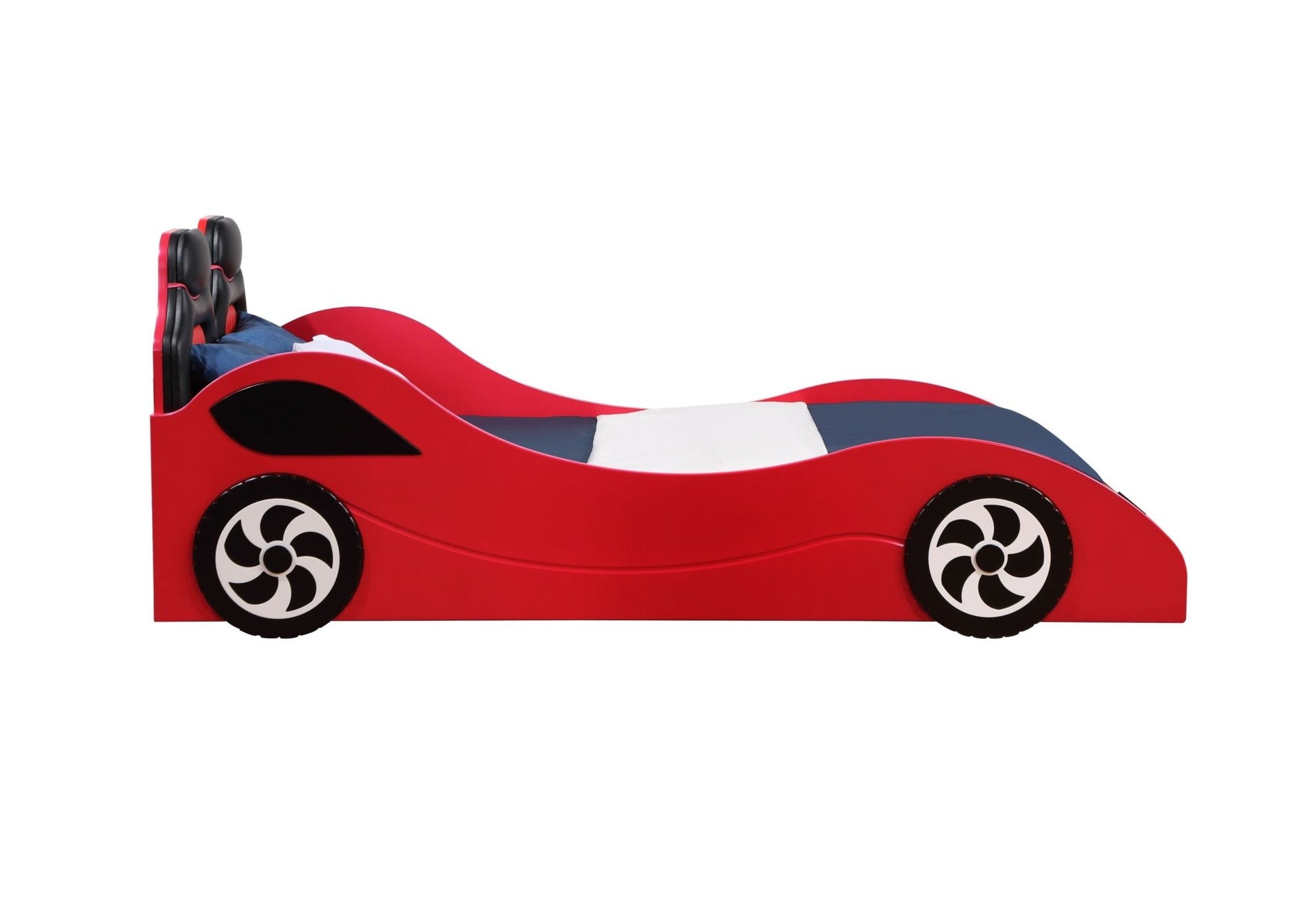 Colen Red Finish Twin Car Bed with LED - 1st Choice Furniture Direct