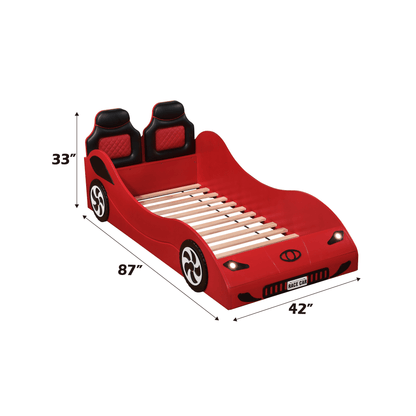 Colen Red Finish Twin Car Bed with LED - 1st Choice Furniture Direct